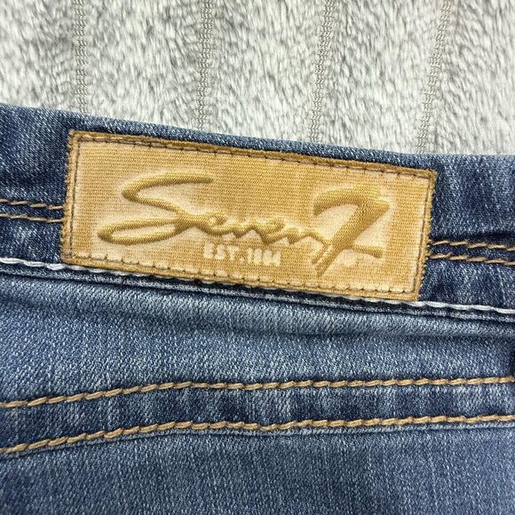 Seven7 Jeans Womens 29 Blue Bootcut Low Rise Rhinestones Western Stitch 30x28 - Picture 12 of 13